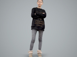 casual woman standing with black sweater 3Dモデル