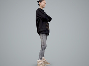 casual woman standing with black sweater 3D Model