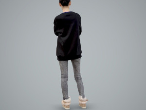casual woman standing with black sweater 3D Model