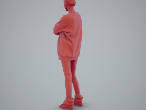 casual woman standing with black sweater 3D Model