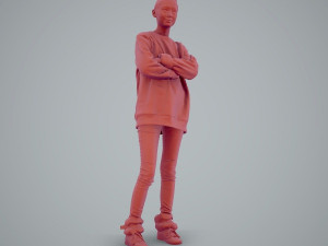 casual woman standing with black sweater 3D Model