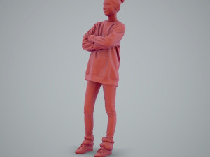 casual woman standing with black sweater 3D Model