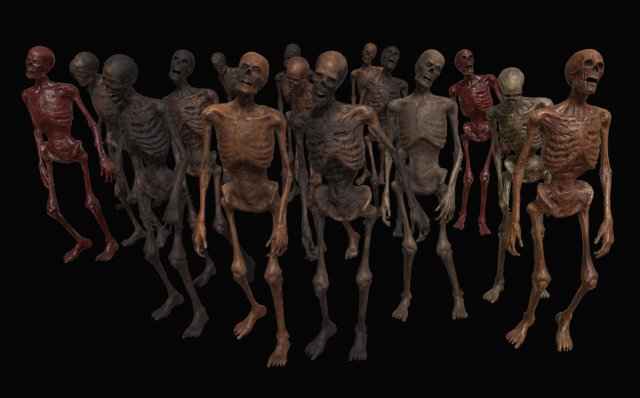 skeleton zombies low-poly Model 3D .c4d .max .obj .3ds .fbx .stl .blend 