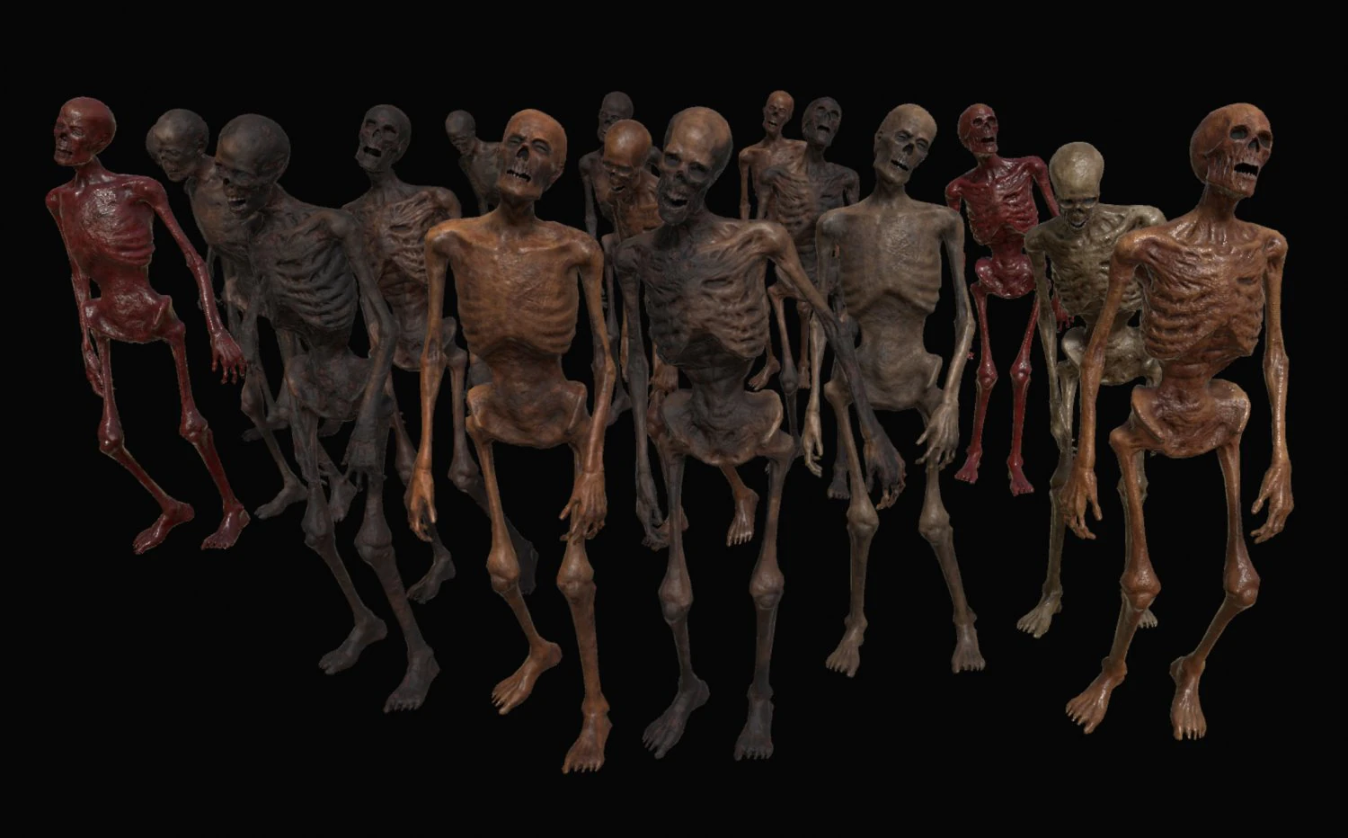 skeleton zombies low-poly 3D Model .c4d .max .obj .3ds .fbx .stl .blend