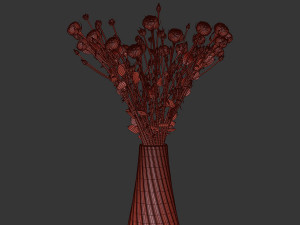 swirling bouquet of small beige shrub roses in a vase with water 3D Modell