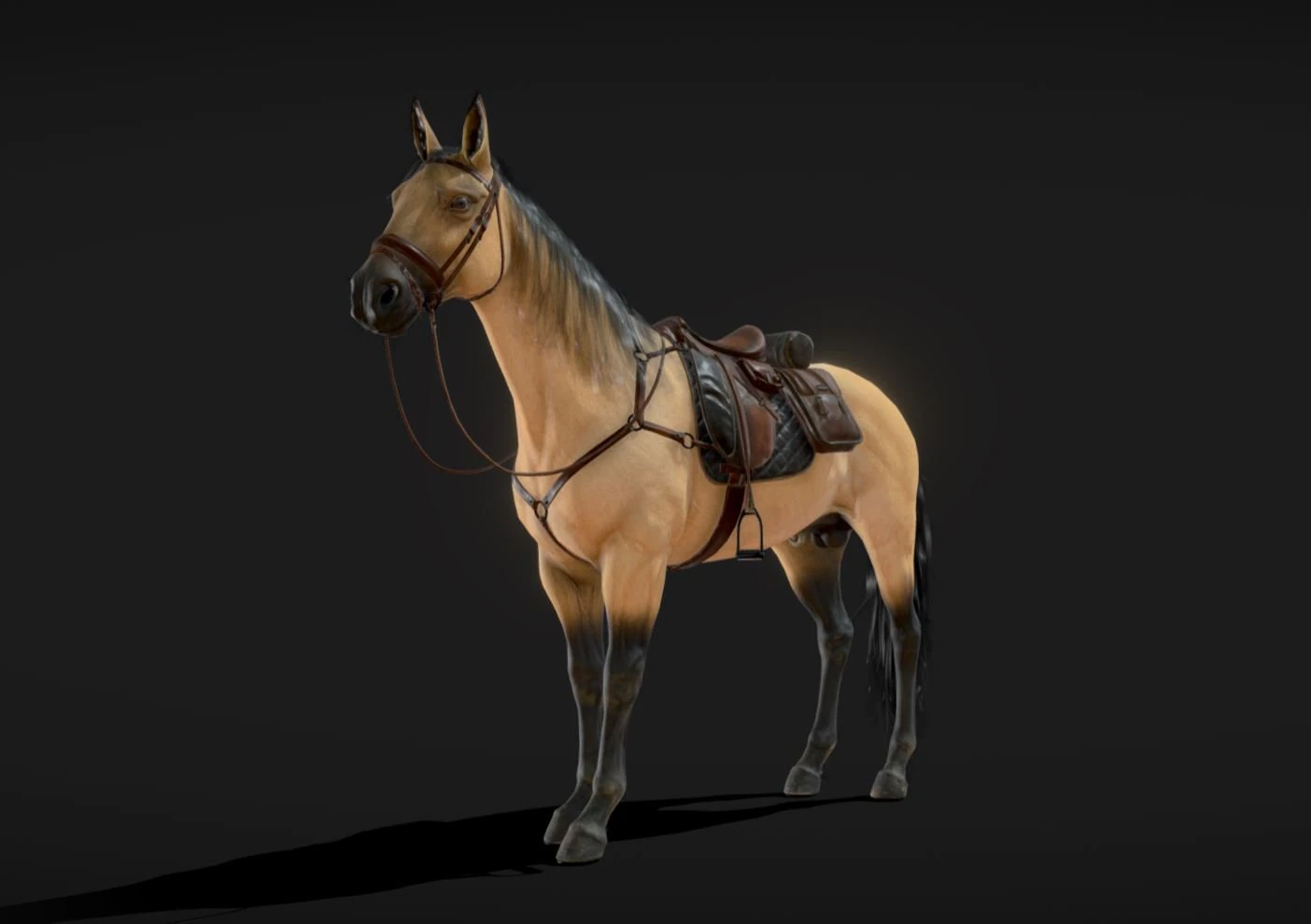 Caballo Horse Low-poly 3D Model .c4d .max .obj .3ds .fbx .stl .blend 