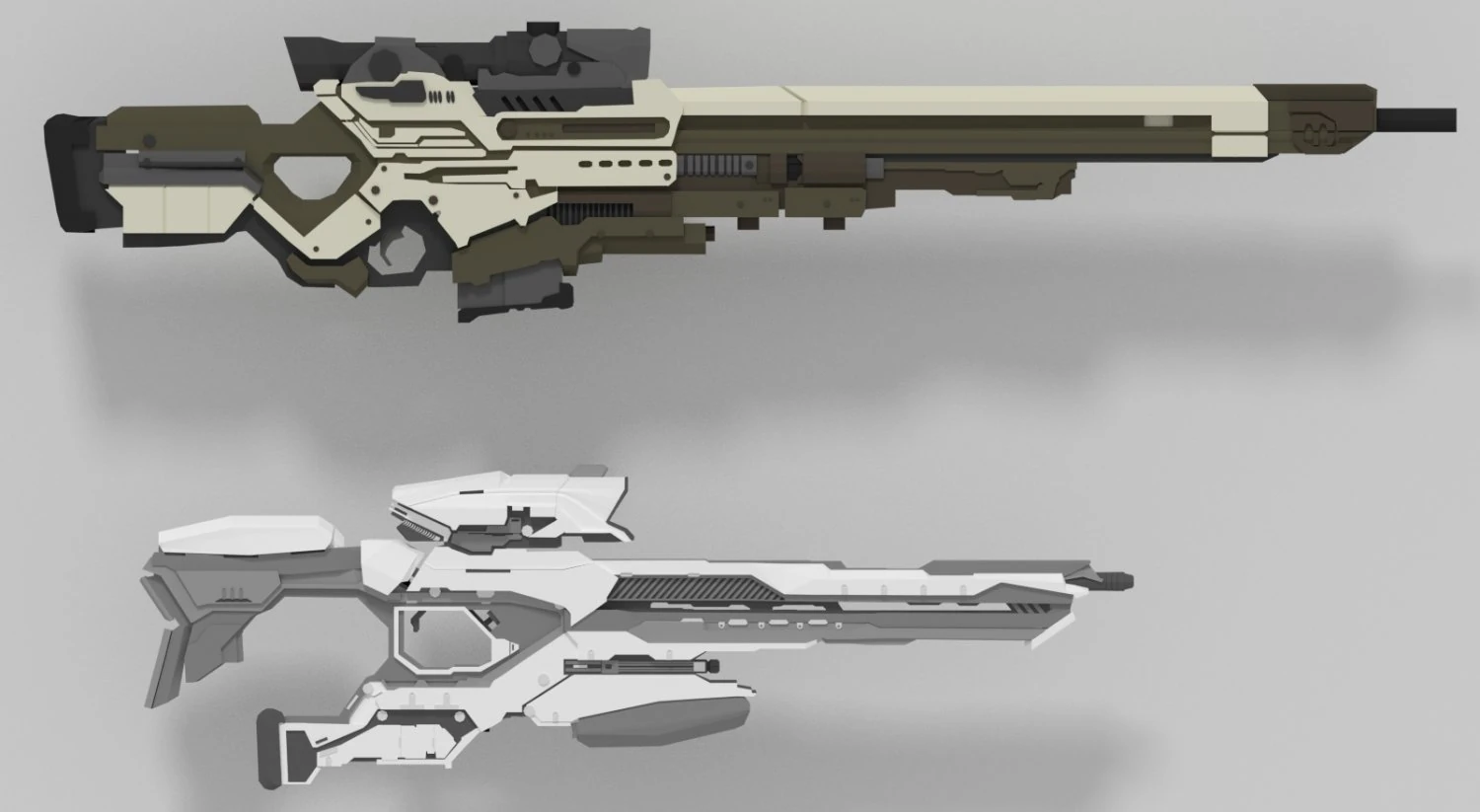 futuristic sniper rifles 3D Model .c4d .max .obj .3ds .fbx .stl .blend 