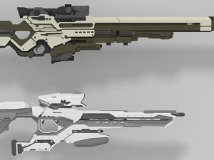 futuristic sniper rifles 3D Model