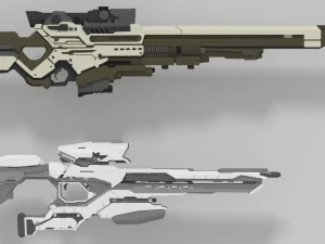 futuristische Scharfsch&uuml;tzengewehre 3D Modell