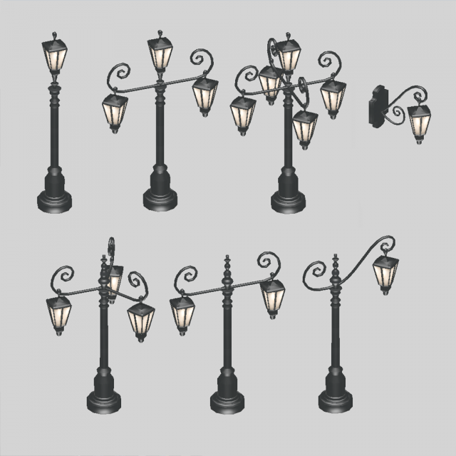 old street lanterns 3D मॉडल .c4d .max .obj .3ds .fbx .stl .blend