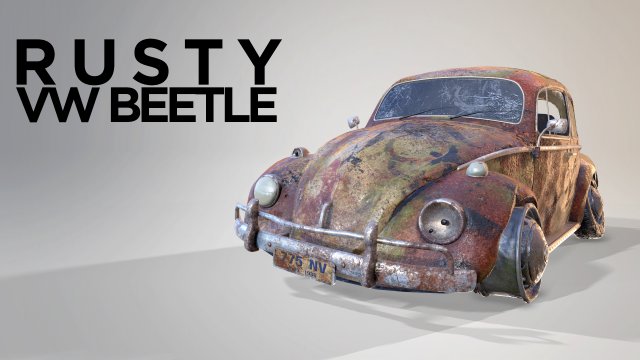 rusty volkswagen beetle 3D Model .c4d .max .obj .3ds .fbx .stl .blend 