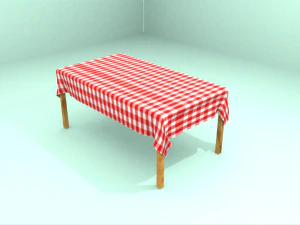 식탁보가 있는 테이블 3D 모델