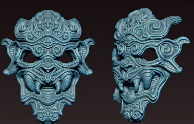 oriental style mask 3D Print Model .c4d .max .obj .3ds .fbx .stl .blend 