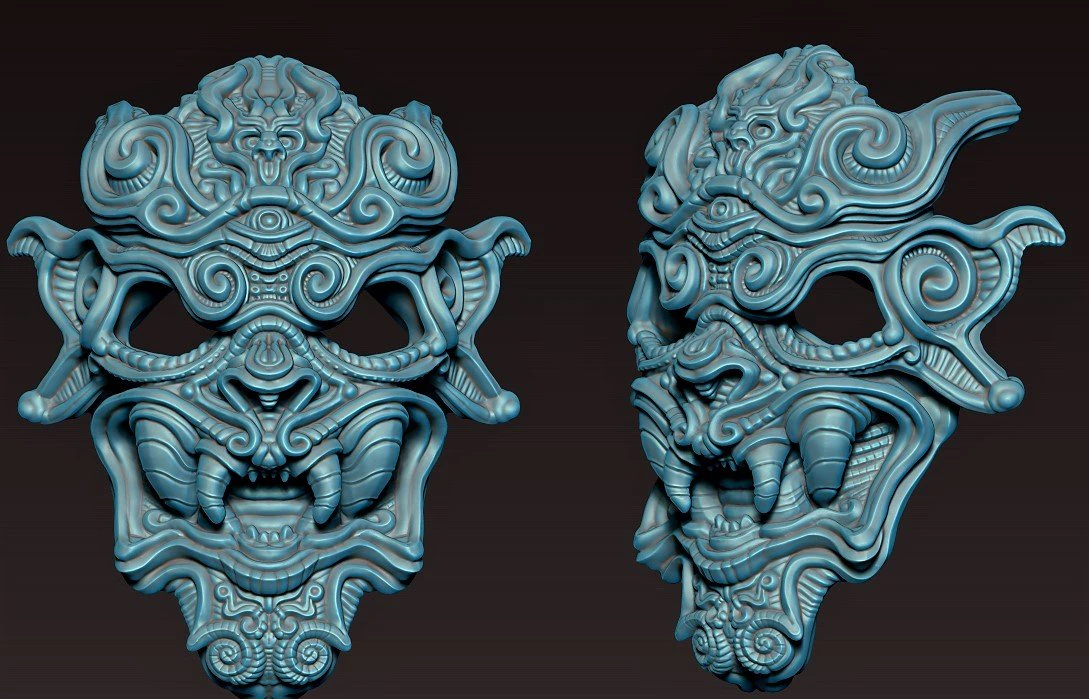 oriental style mask 3D Print Model .c4d .max .obj .3ds .fbx .stl .blend 