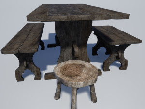 medieval furniture collection Model 3D