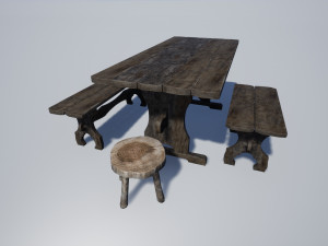 medieval furniture collection Model 3D