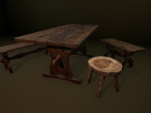 medieval furniture collection Model 3D
