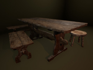 medieval furniture collection Model 3D