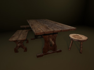 medieval furniture collection Model 3D