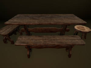 medieval furniture collection Model 3D