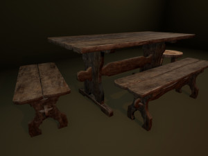 medieval furniture collection Model 3D
