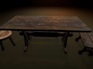 medieval furniture collection Model 3D