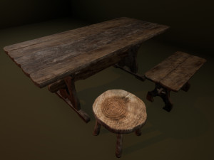 medieval furniture collection Model 3D