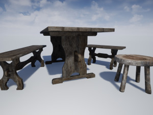 medieval furniture collection Model 3D