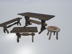 medieval furniture collection Model 3D
