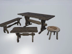 medieval furniture collection 3D Model