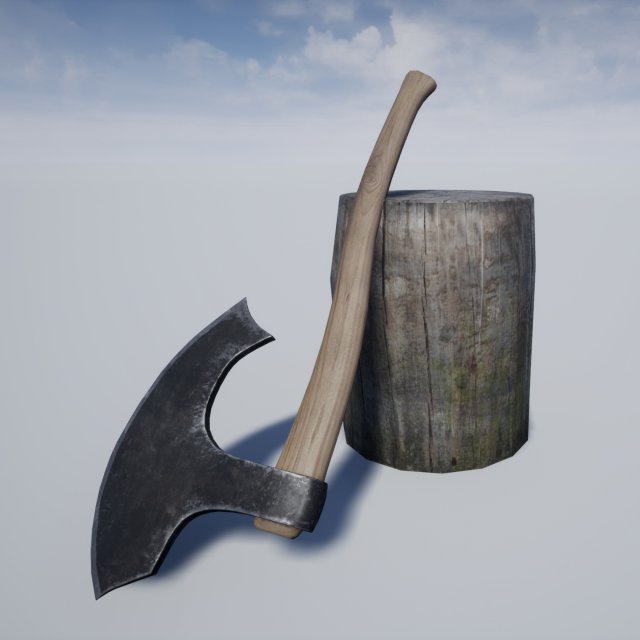 axe stump set 3D Модель .c4d .max .obj .3ds .fbx .stl .blend 