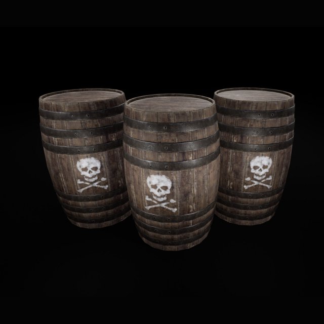 explosive barrel Model 3D .c4d .max .obj .3ds .fbx .stl .blend 