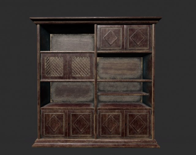 old bookcase 3D Модель .c4d .max .obj .3ds .fbx .stl .blend 