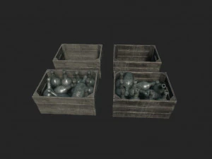 old crate bottles 3D Model