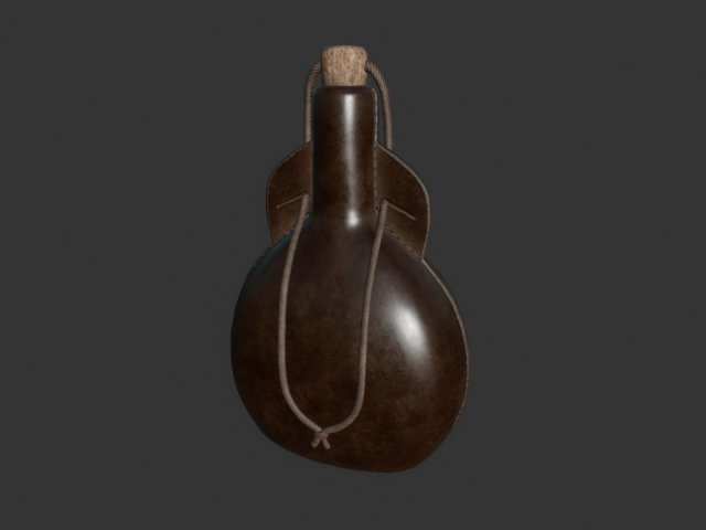 leather bottle 3D Модель .c4d .max .obj .3ds .fbx .stl .blend 