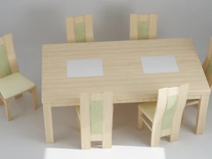 satu set meja dan kursi Model 3D
