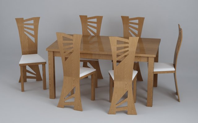 set of table and chairs 3D Модель .c4d .max .obj .3ds .fbx .stl .blend 