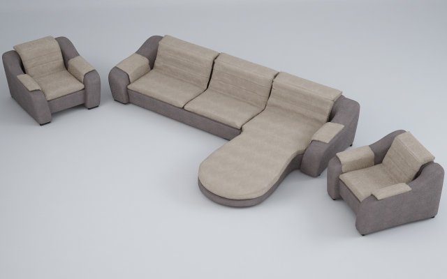 sofa and armchairs Model 3D .c4d .max .obj .3ds .fbx .stl .blend 