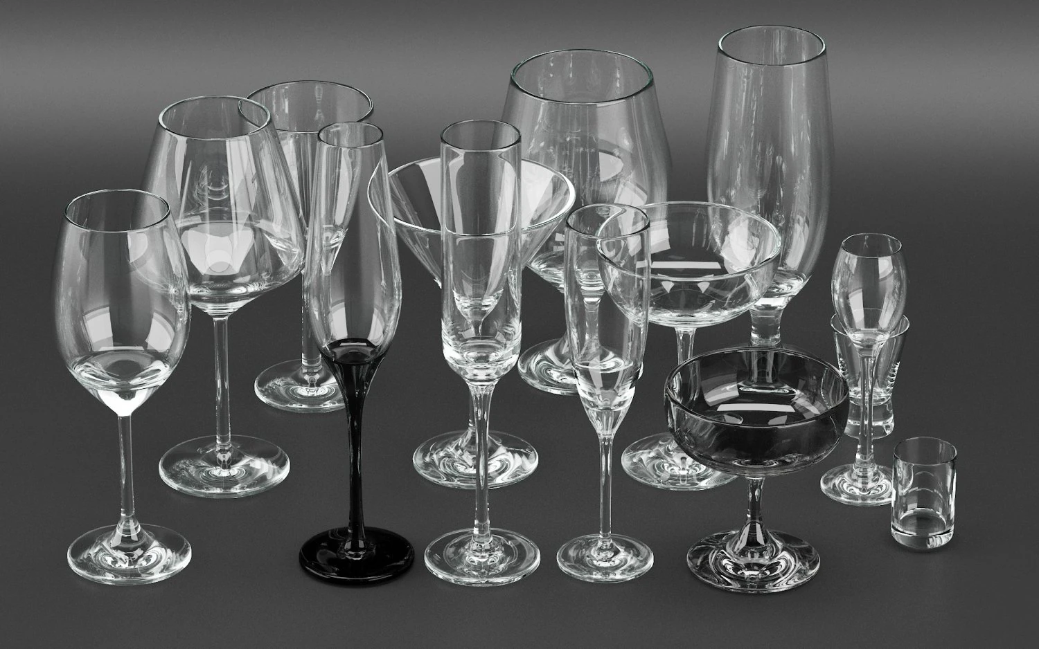 set of glasses 3D Model .c4d .max .obj .3ds .fbx .stl .blend 