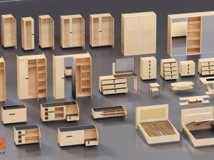 set di mobili ambra Modello 3D