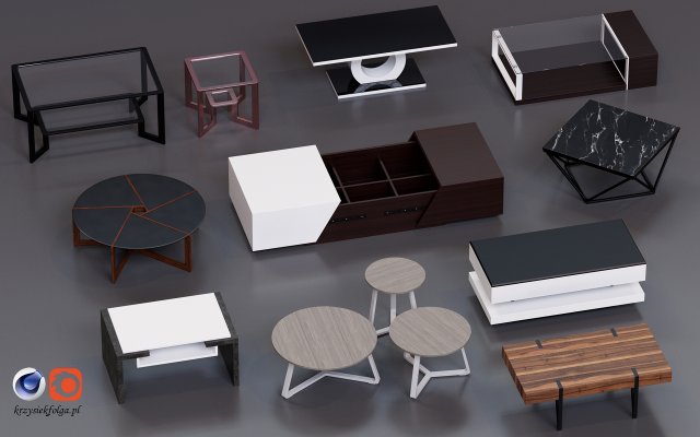 coffe tables set 01 3D Model .c4d .max .obj .3ds .fbx .stl .blend 