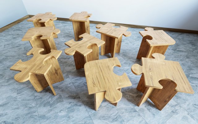 puzzle coffe table 3D Model .c4d .max .obj .3ds .fbx .stl .blend 