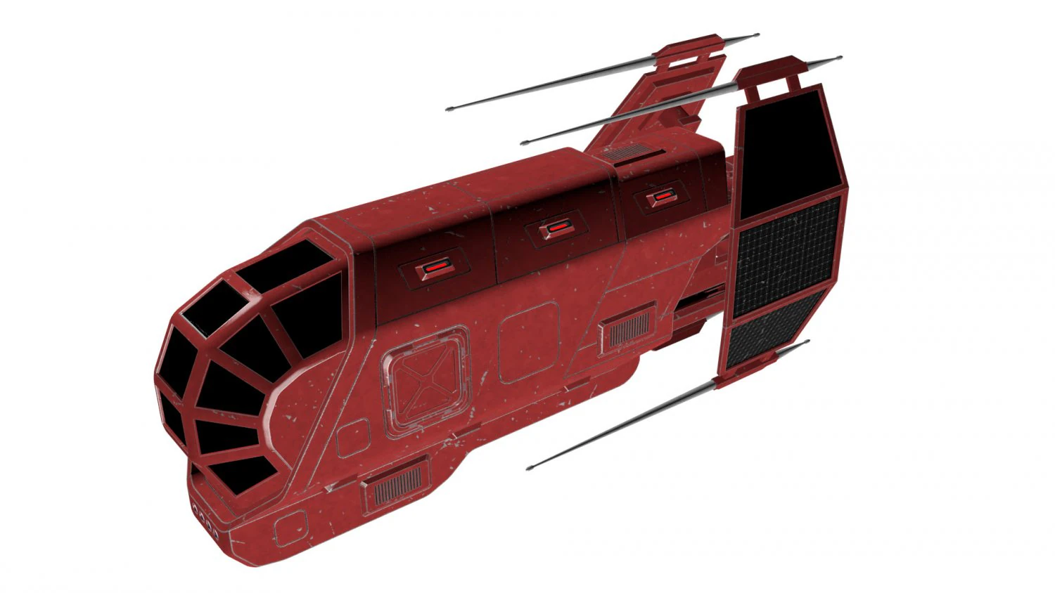 spaceship patriot type 2 red 3D Model .c4d .max .obj .3ds .fbx .stl .blend