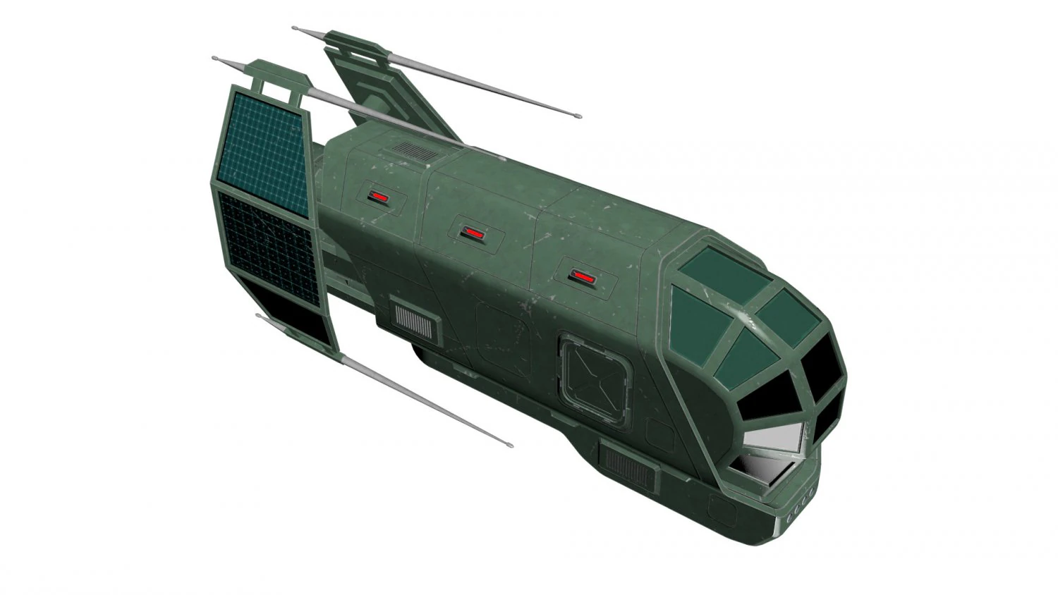 spaceship patriot type 2 green 3D Model .c4d .max .obj .3ds .fbx .stl .blend 