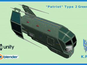 spaceship patriot type 2 green 3D Model