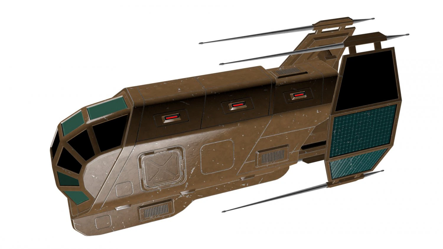spaceship patriot type 2 brown 3D Model .c4d .max .obj .3ds .fbx .stl .blend 