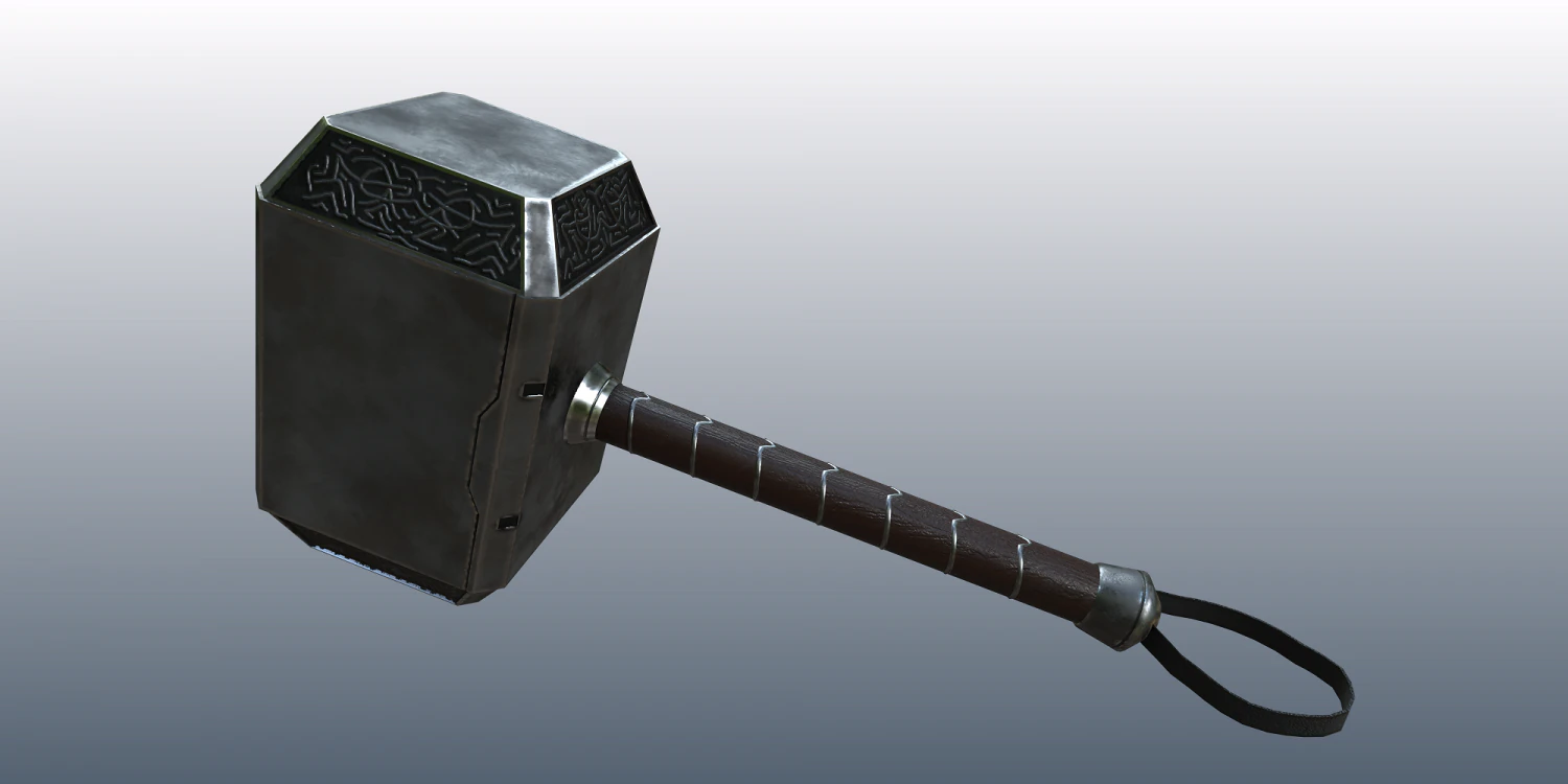 thor hammer ii mjolnir 3D Model .c4d .max .obj .3ds .fbx .stl .blend 