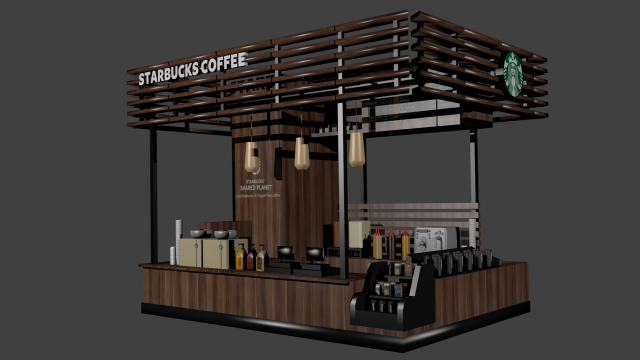 Starbucks Coffee Kiosk Model Coffee Shop Coffee Container 3D 模型 .c4d .max .obj .3ds .fbx .stl .blend