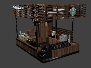 Starbucks Coffee Kiosk Model Coffee Shop Coffee Container 3D 模型