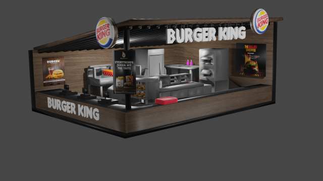 Burger King Kiosk Model Container Burger Restaurant Shop Modello 3D .c4d .max .obj .3ds .fbx .stl .blend